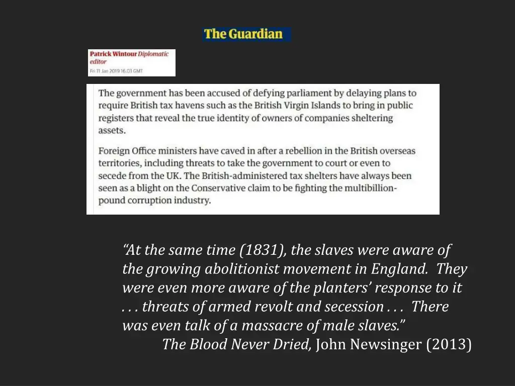 at the same time 1831 the slaves were aware