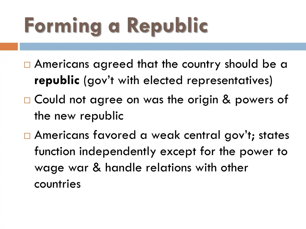 forming a republic