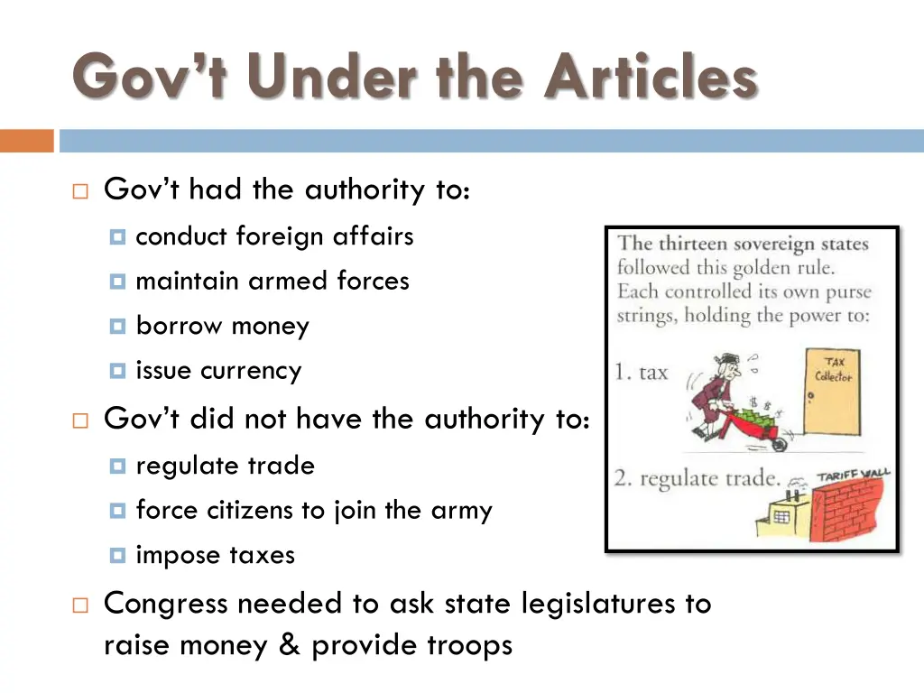 gov t under the articles