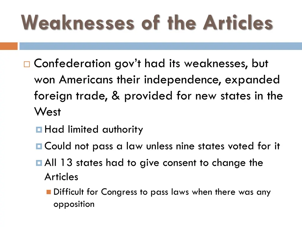 weaknesses of the articles