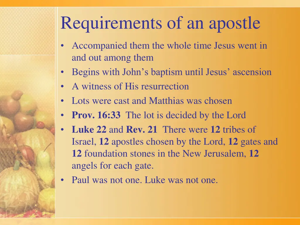 requirements of an apostle