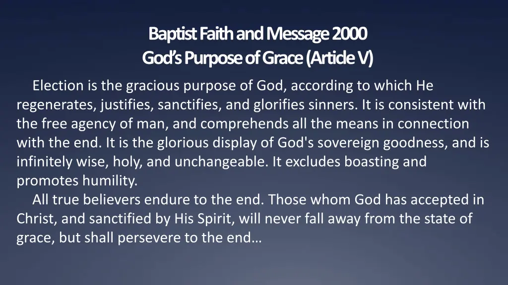 baptist faith and message 2000 god s purpose