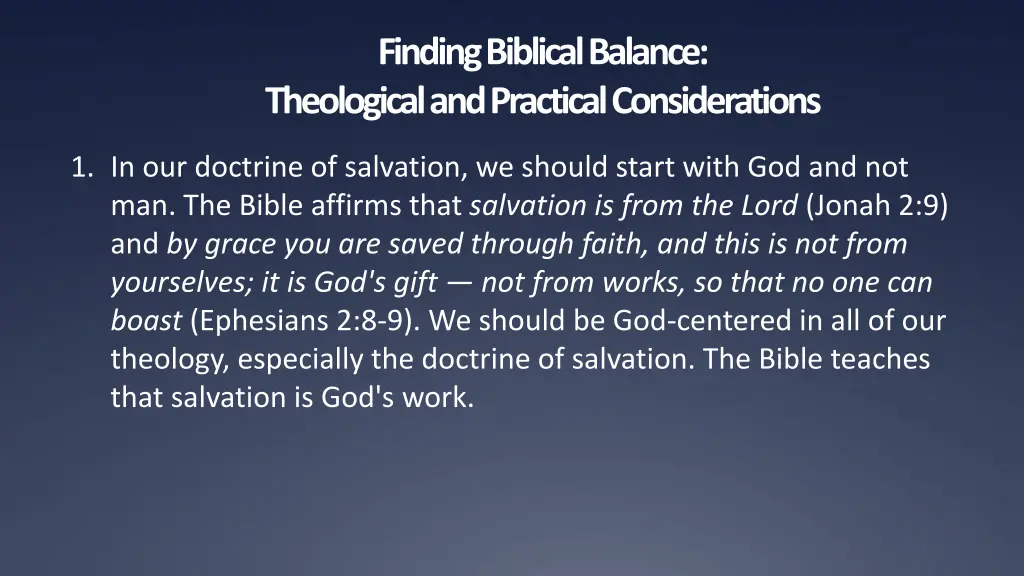 finding biblical balance theological
