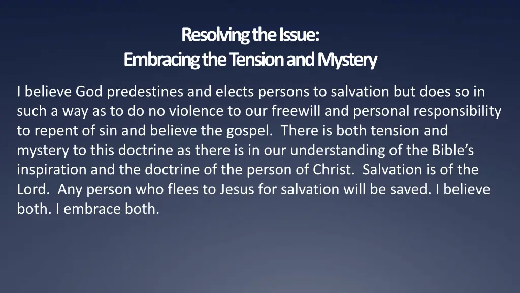 resolving the issue embracing the tension
