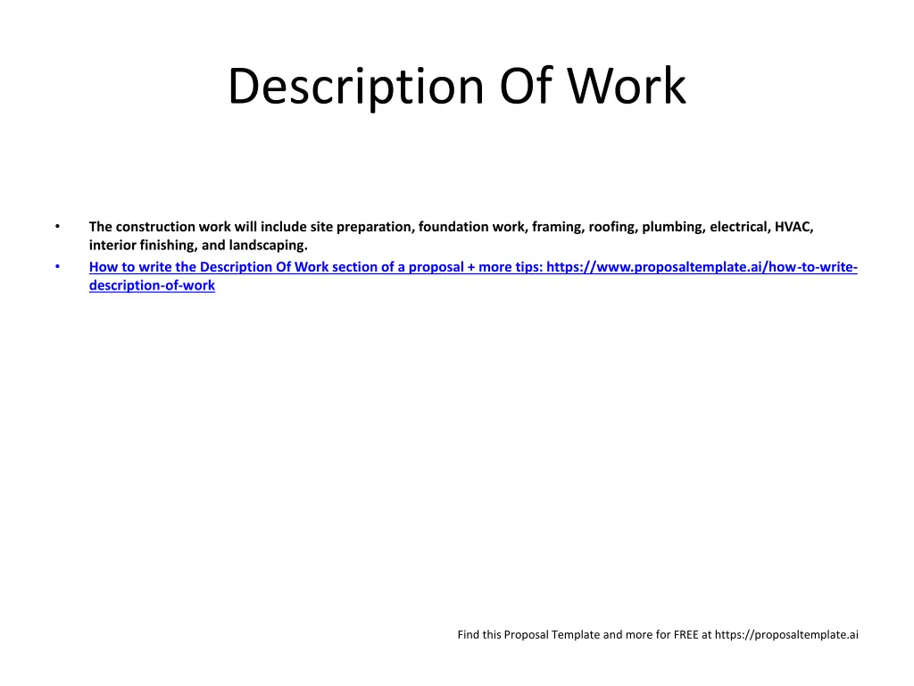 description of work