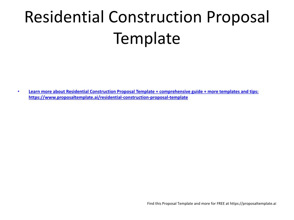 residential construction proposal template