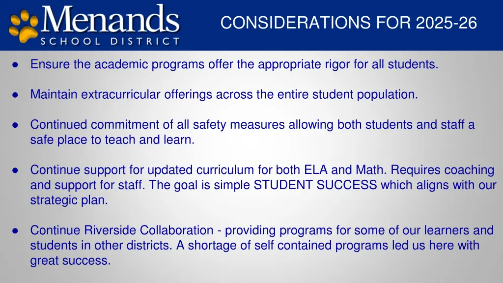 considerations for 2025 26