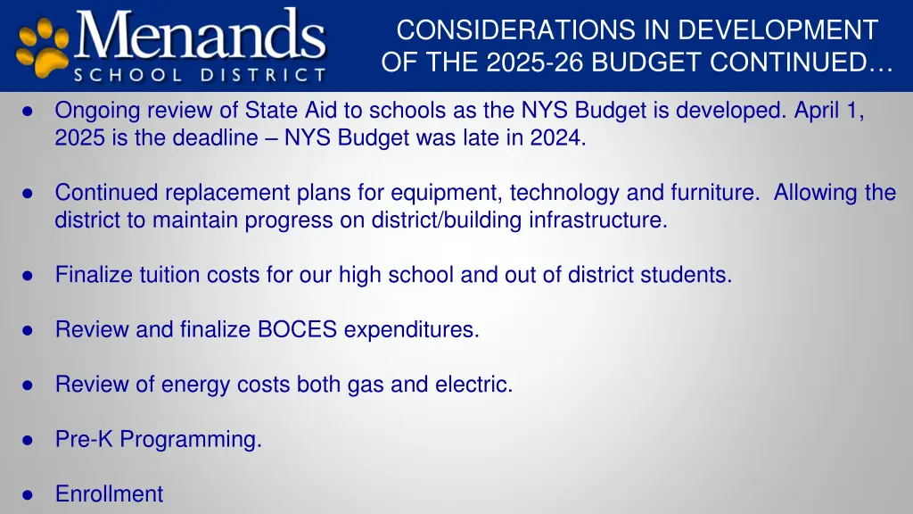 considerations in development of the 2025