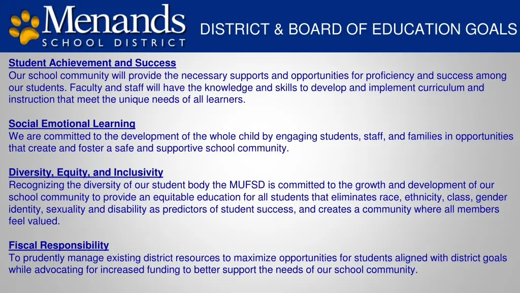 district board of education goals