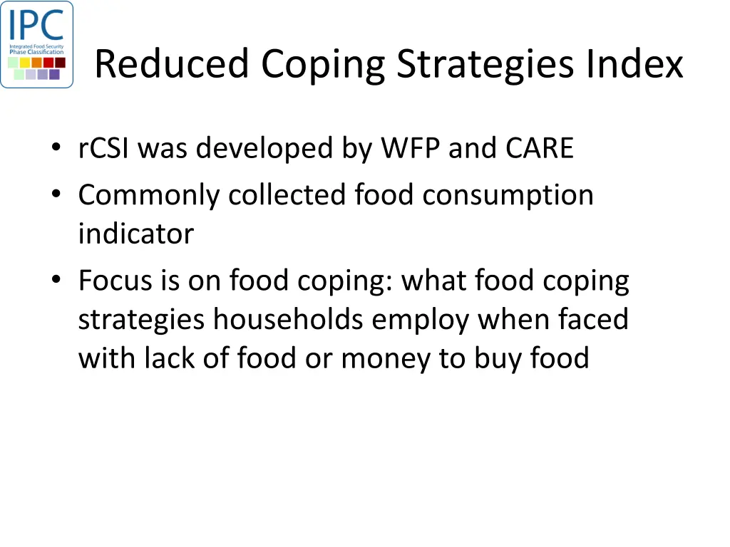 reduced coping strategies index