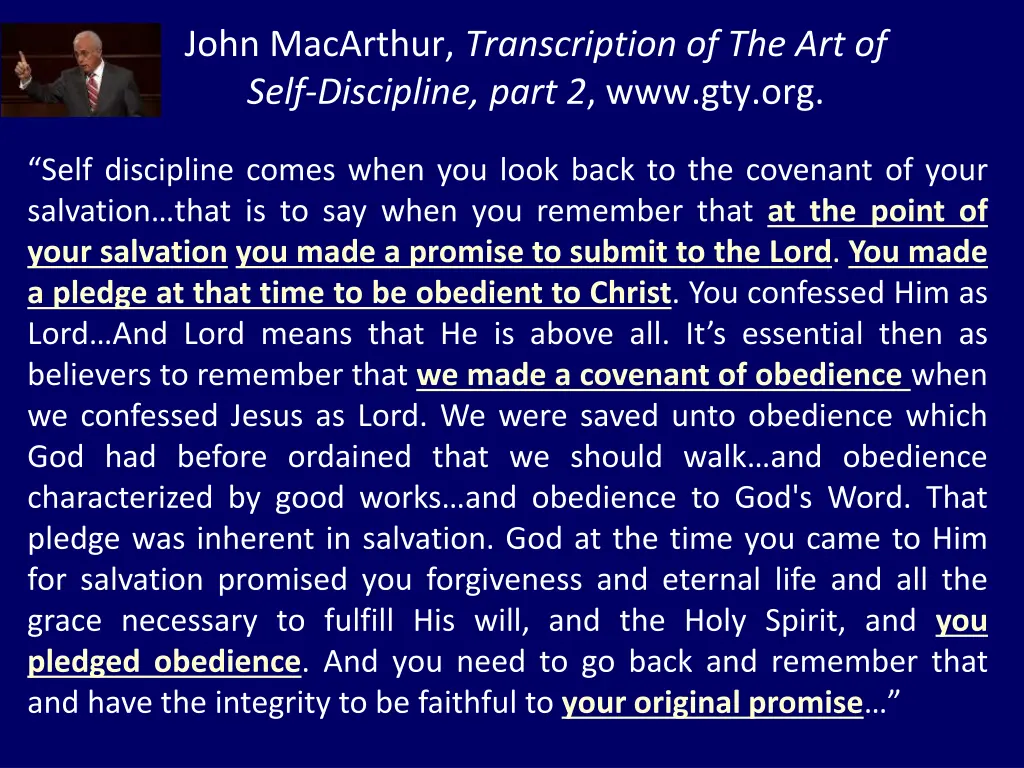 john macarthur transcription of the art of self