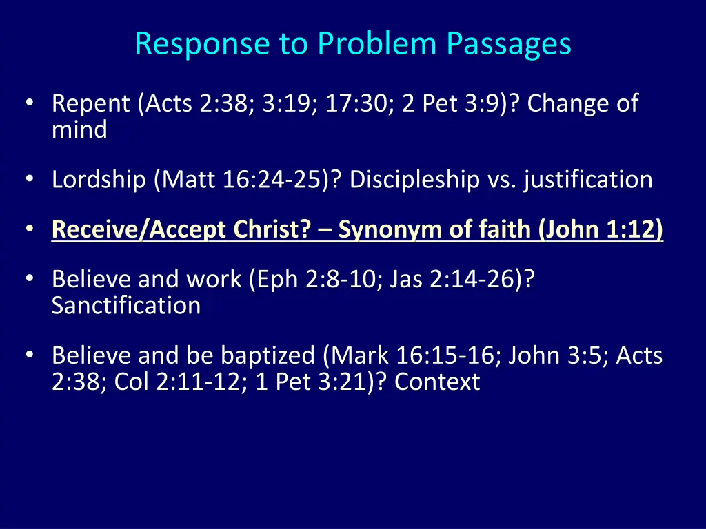 response to problem passages 1