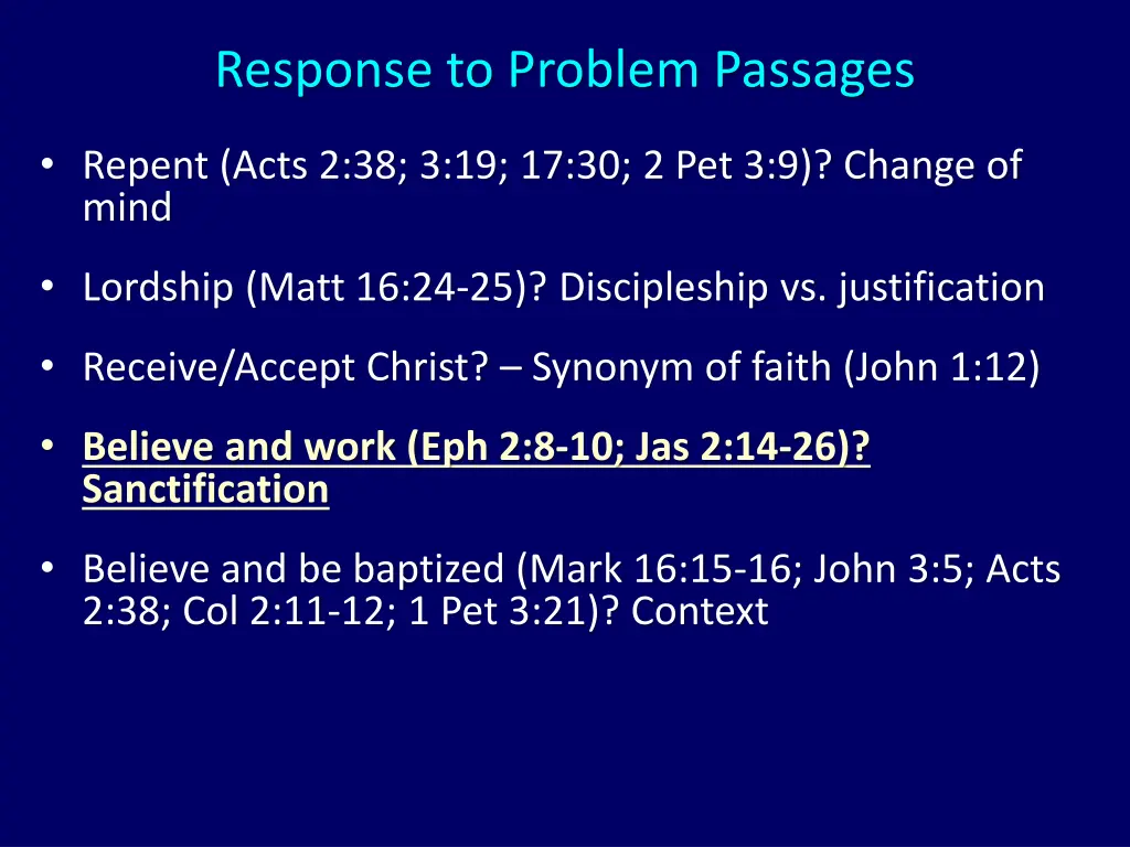response to problem passages 2