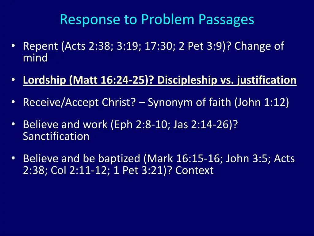 response to problem passages