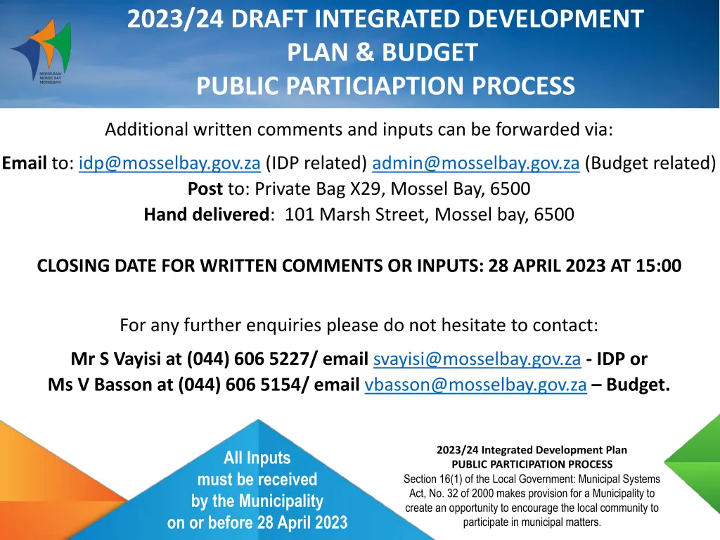 2023 24 draft integrated development plan budget