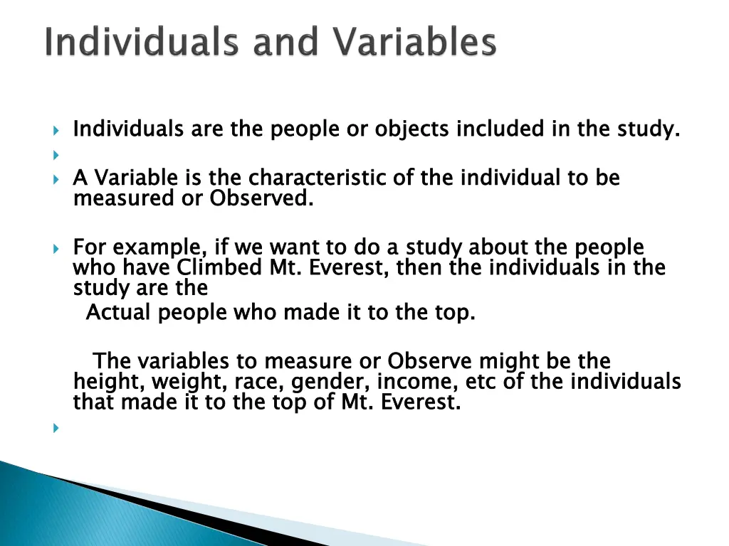individuals are the people or objects included