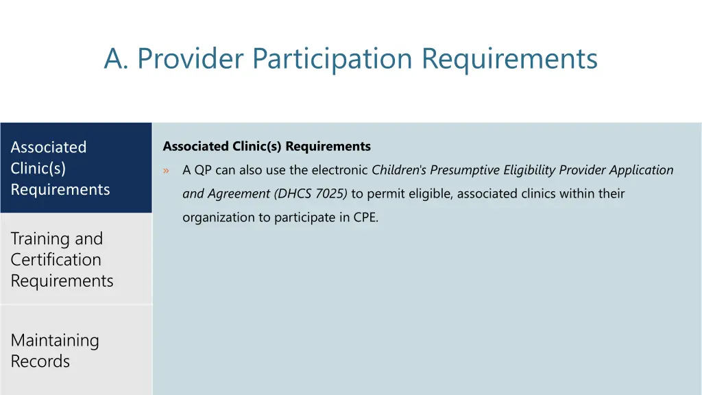 a provider participation requirements 2