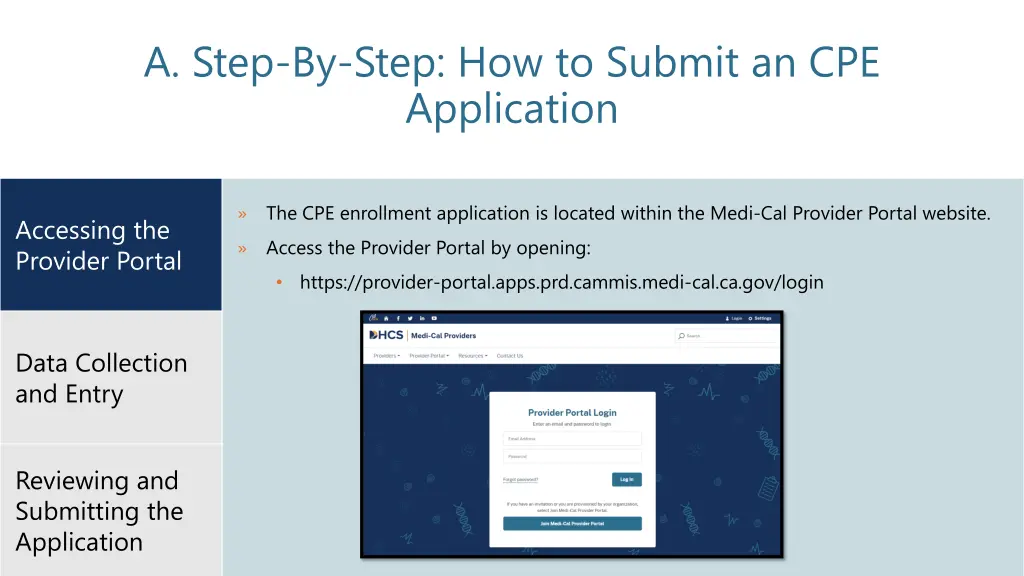 a step by step how to submit an cpe application