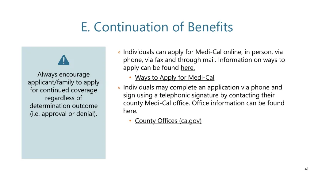 e continuation of benefits 1