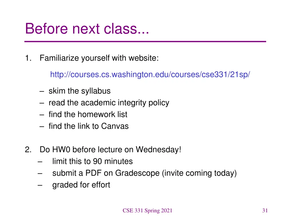 before next class