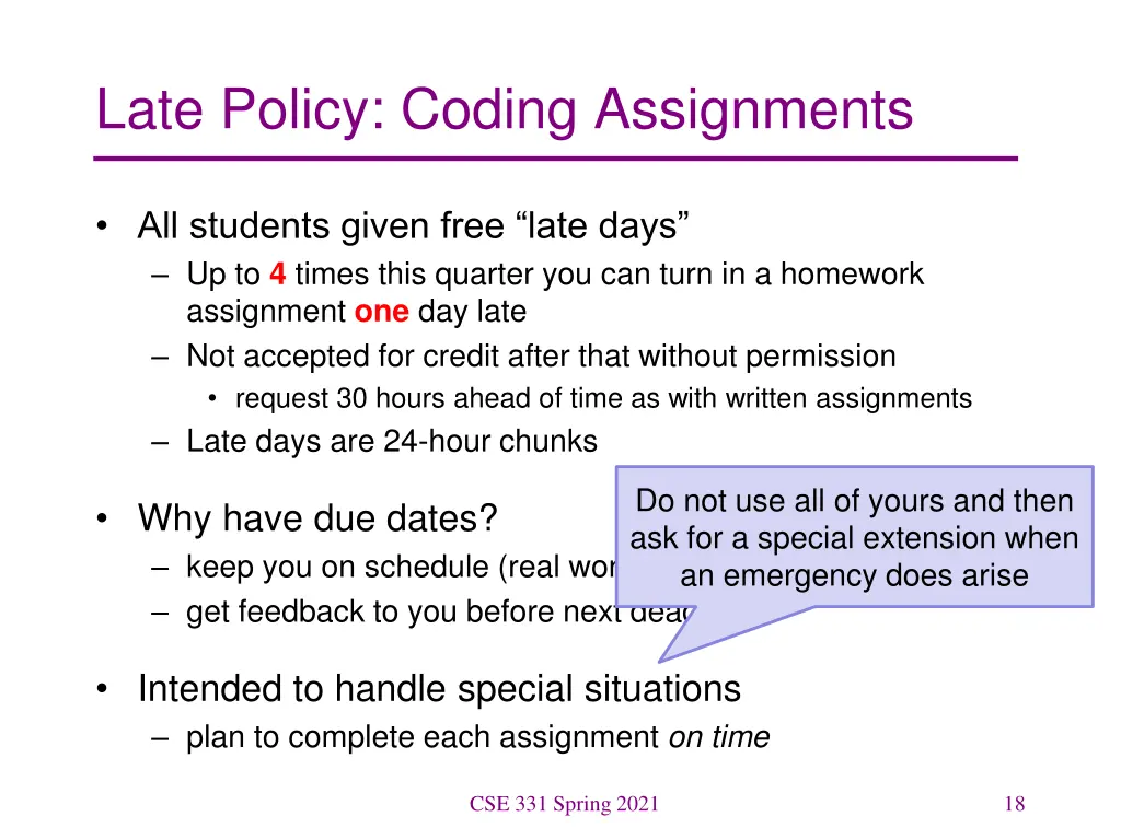 late policy coding assignments