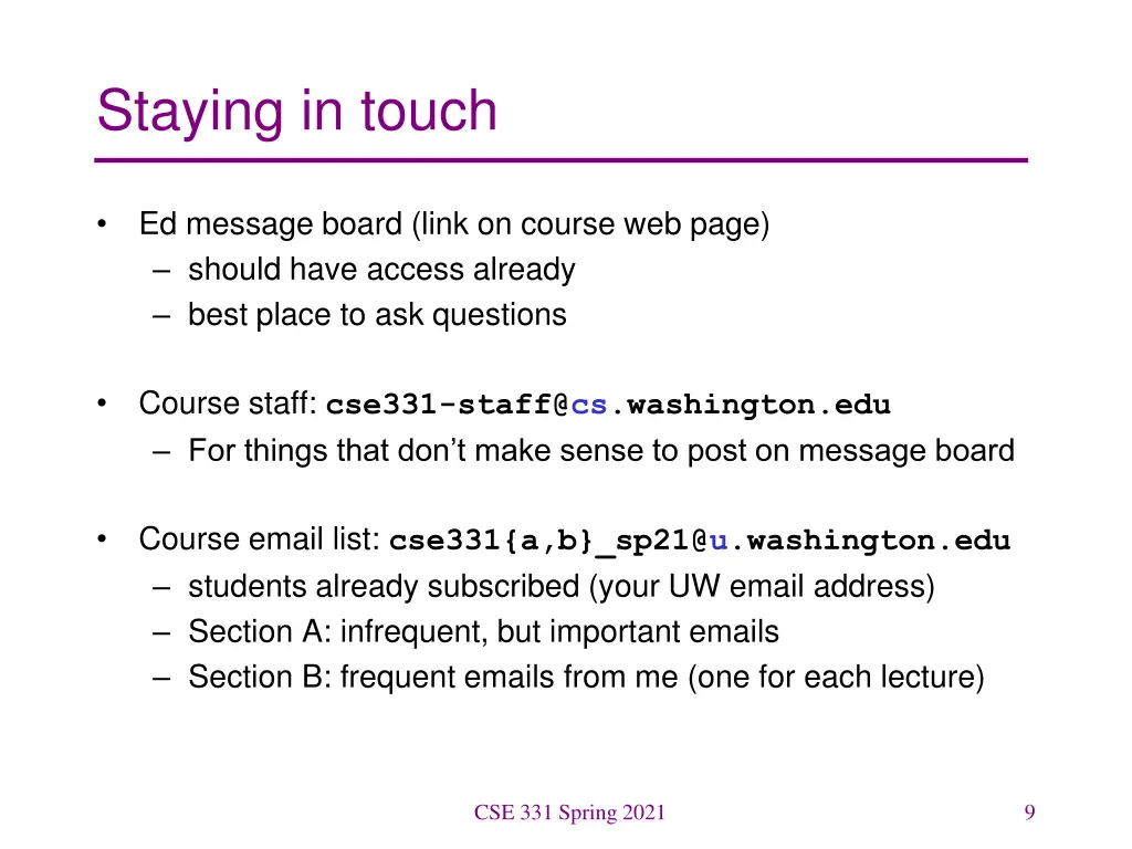 staying in touch