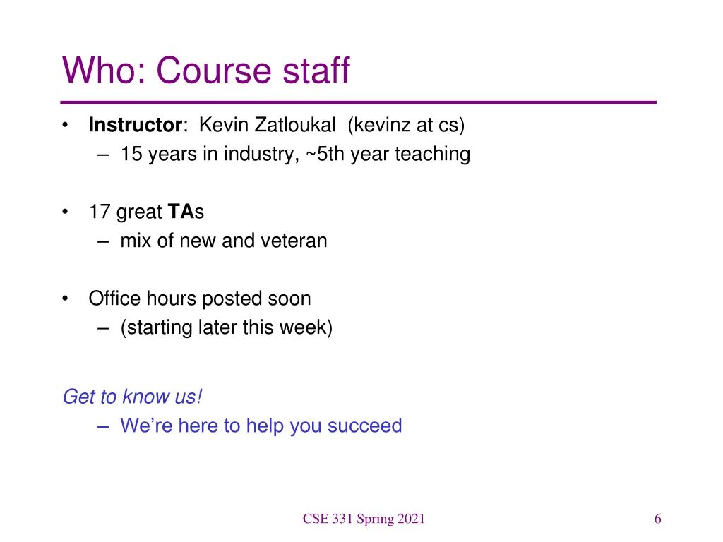 who course staff