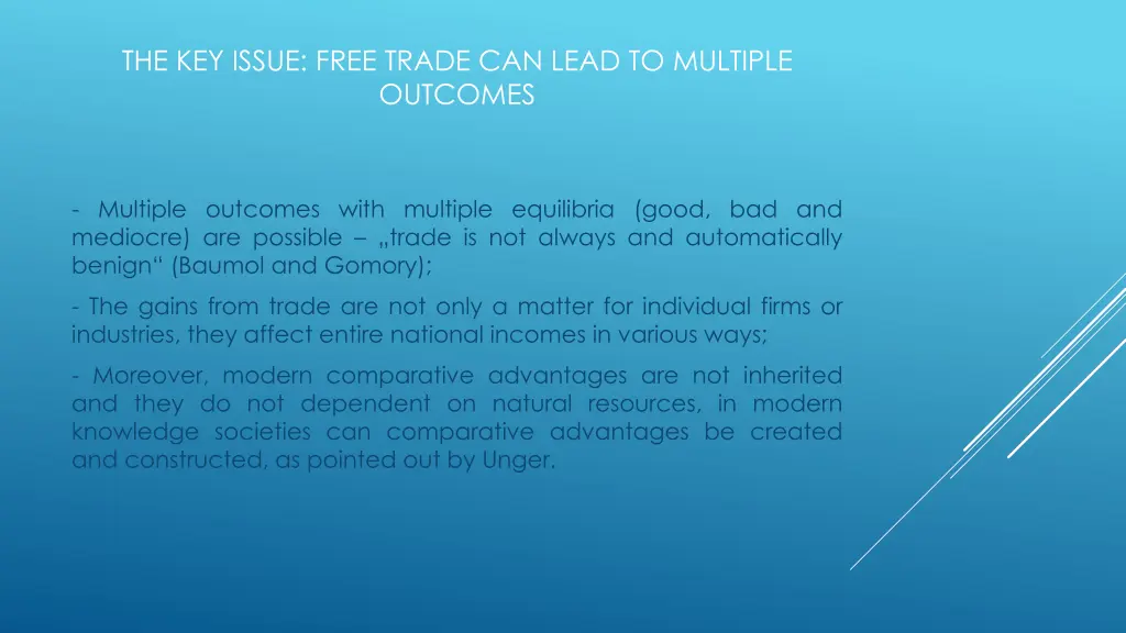 the key issue free trade can lead to multiple