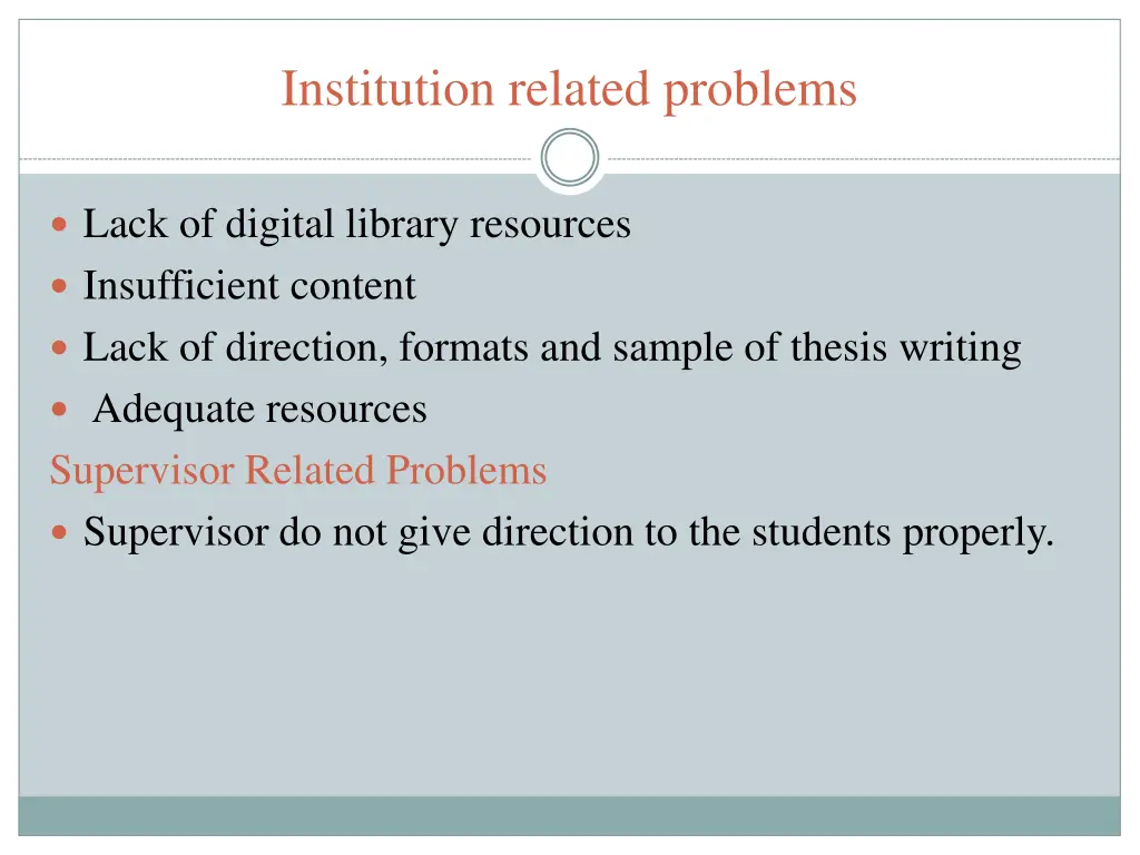 institution related problems