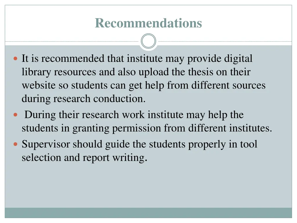 recommendations