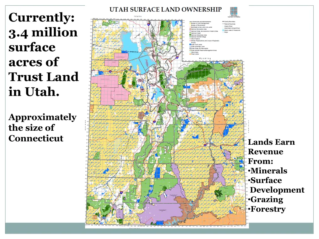 currently 3 4 million surface acres of trust land