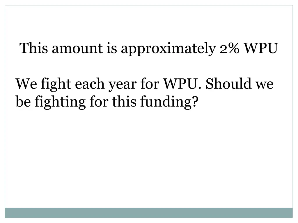 this amount is approximately 2 wpu