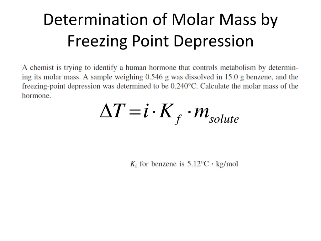 determination of molar mass by freezing point