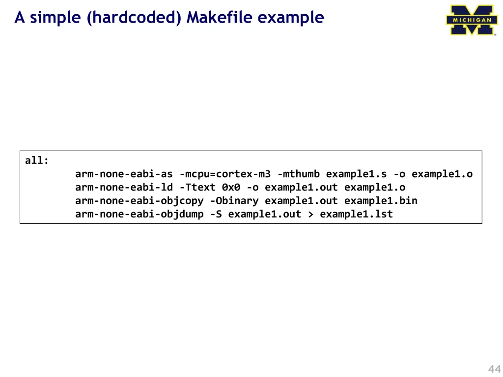 a simple hardcoded makefile example