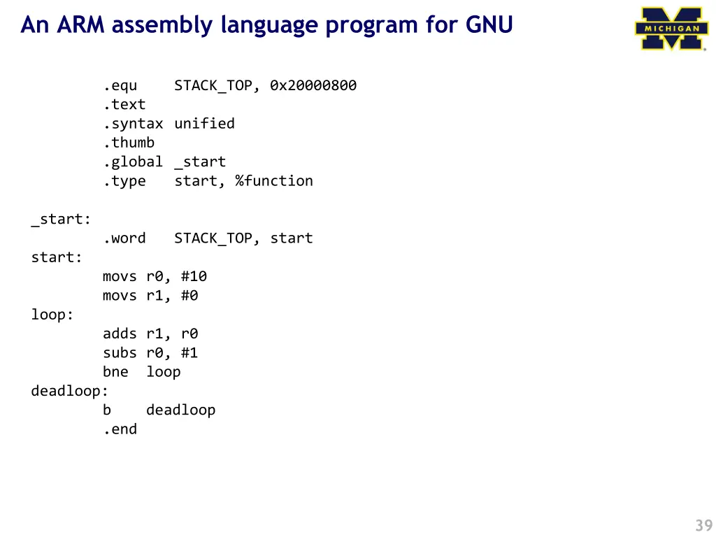 an arm assembly language program for gnu 1
