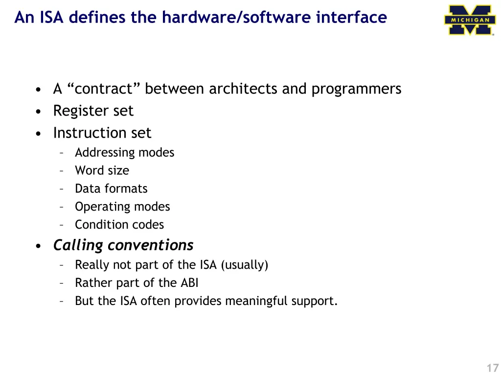 an isa defines the hardware software interface