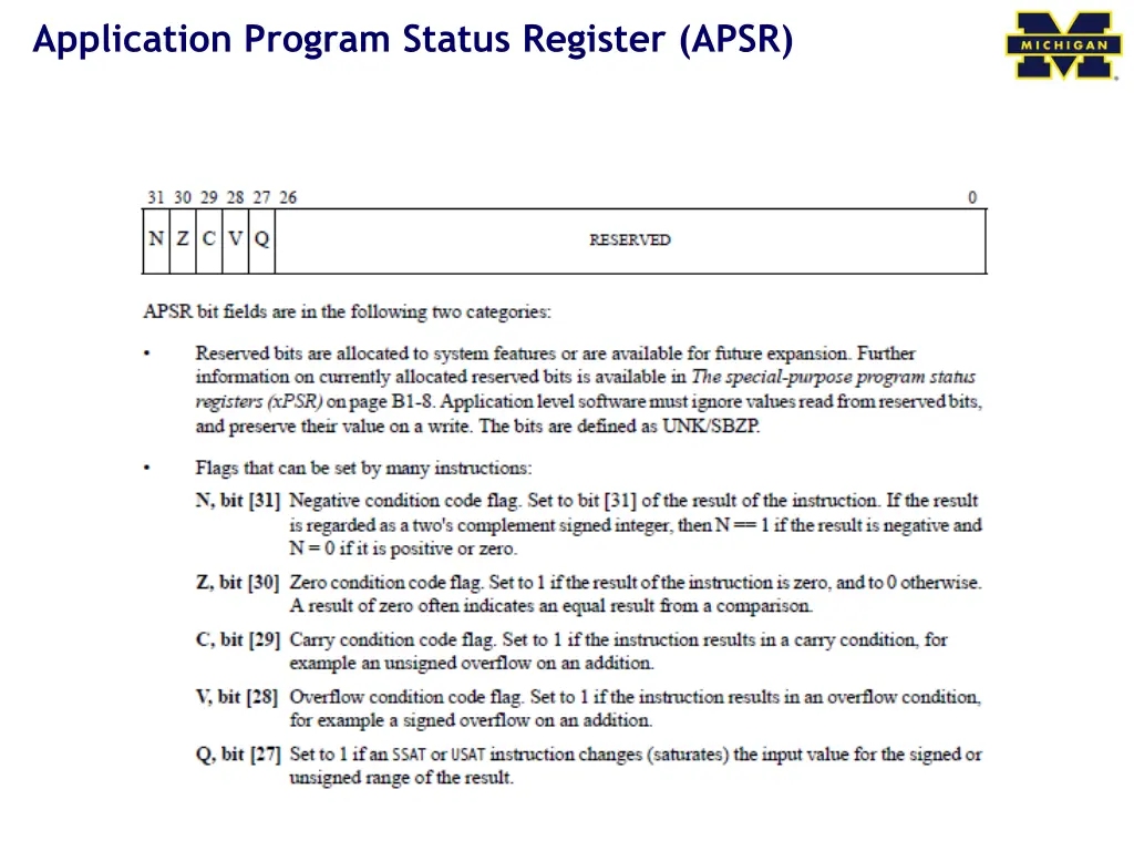 application program status register apsr
