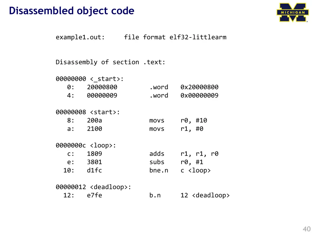 disassembled object code