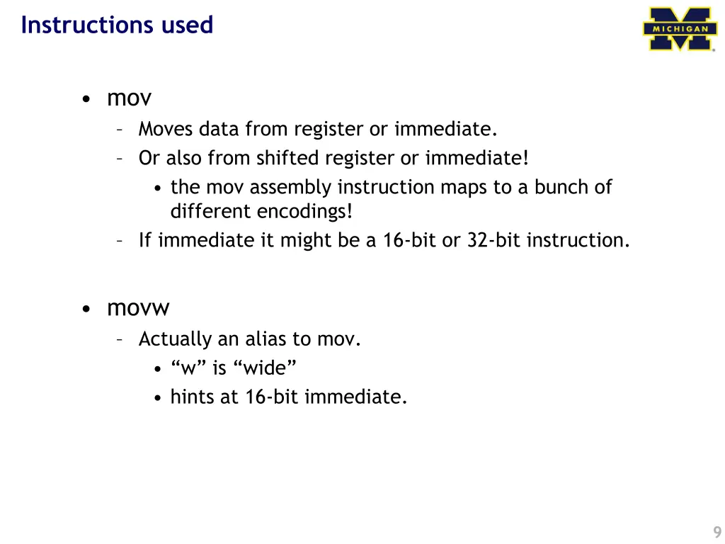 instructions used