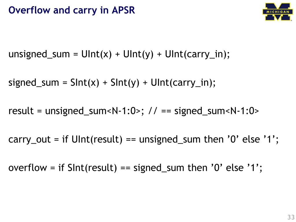 overflow and carry in apsr