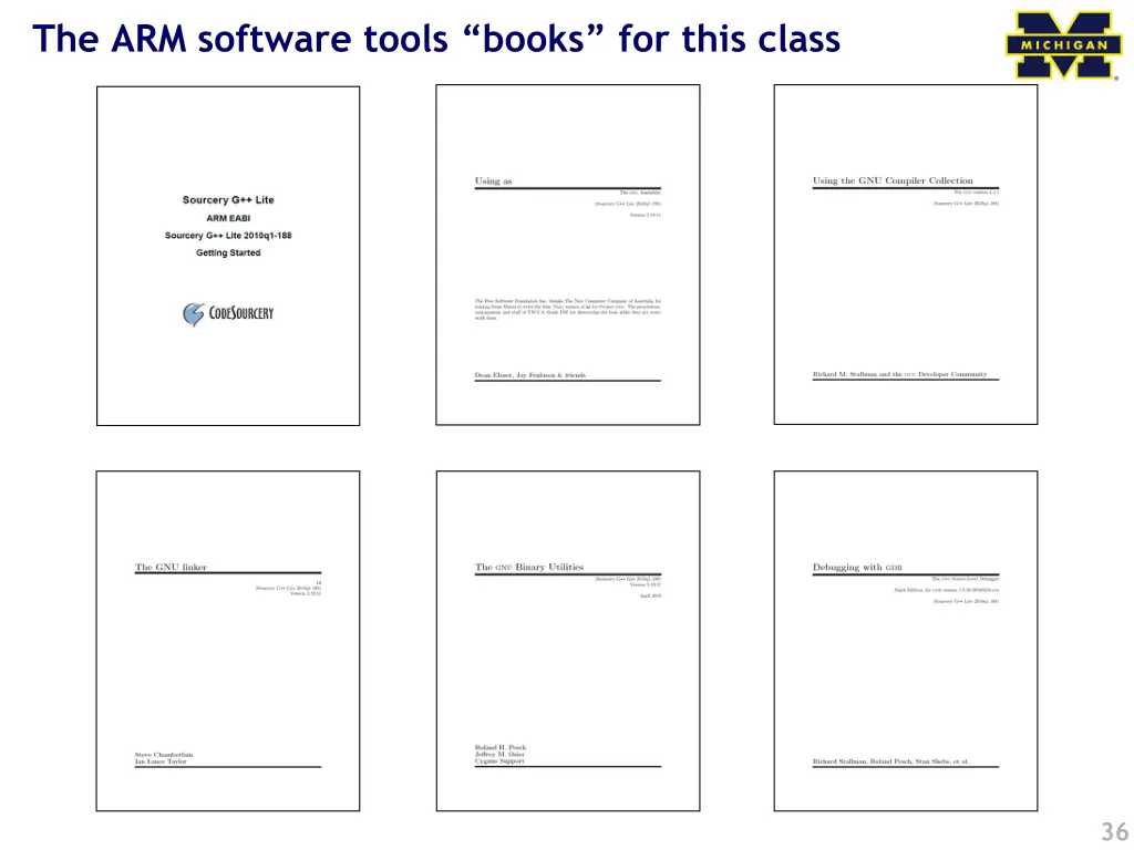 the arm software tools books for this class
