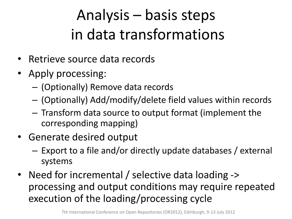 analysis basis steps in data transformations