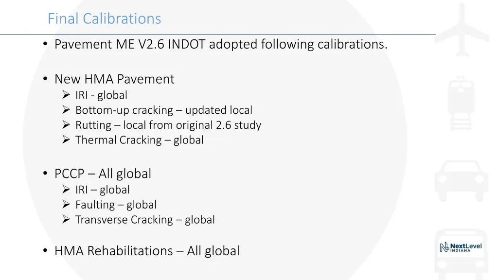 final calibrations