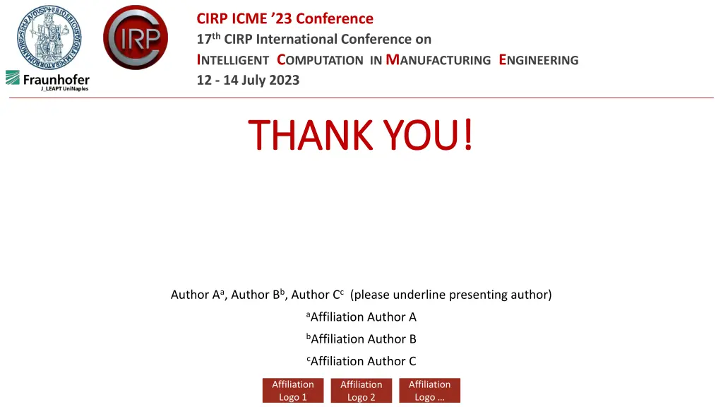 cirp icme 23 conference 17 th cirp international 1