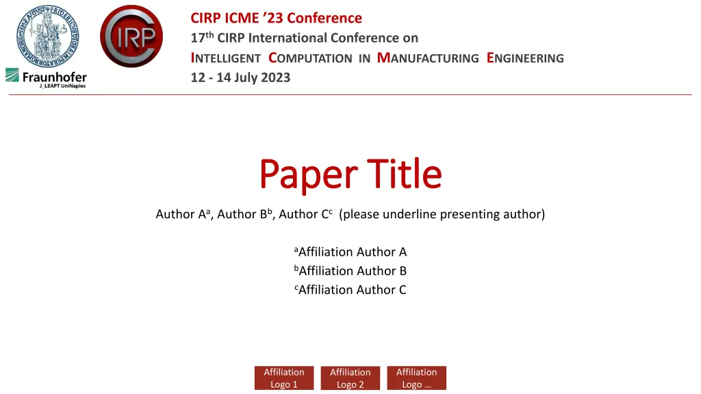 cirp icme 23 conference 17 th cirp international