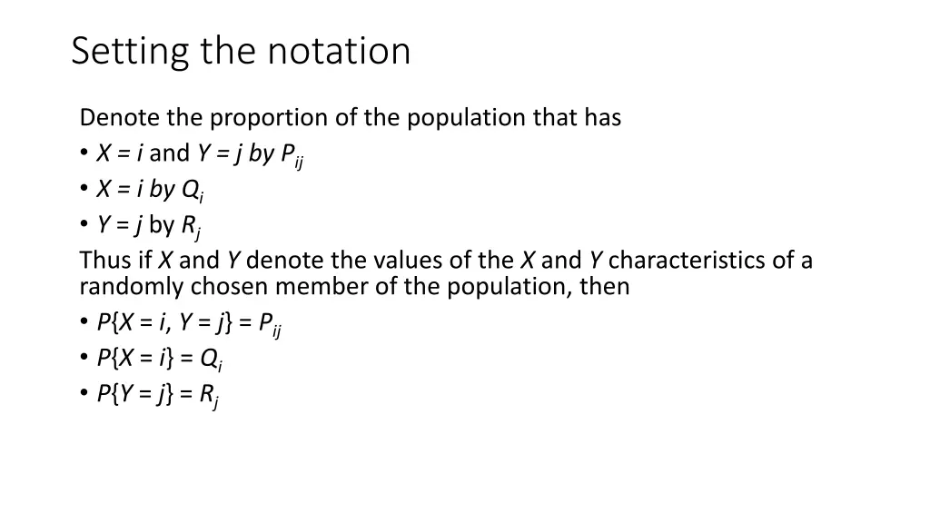 setting the notation