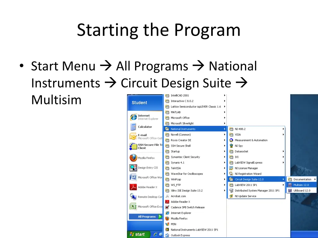 starting the program