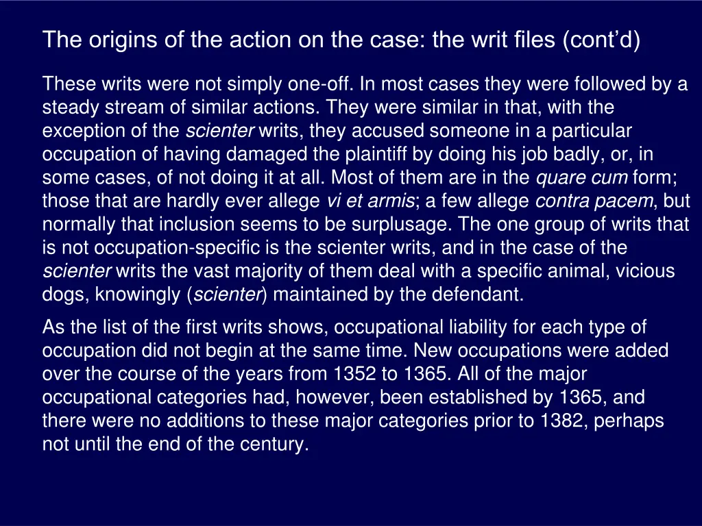 the origins of the action on the case the writ 1