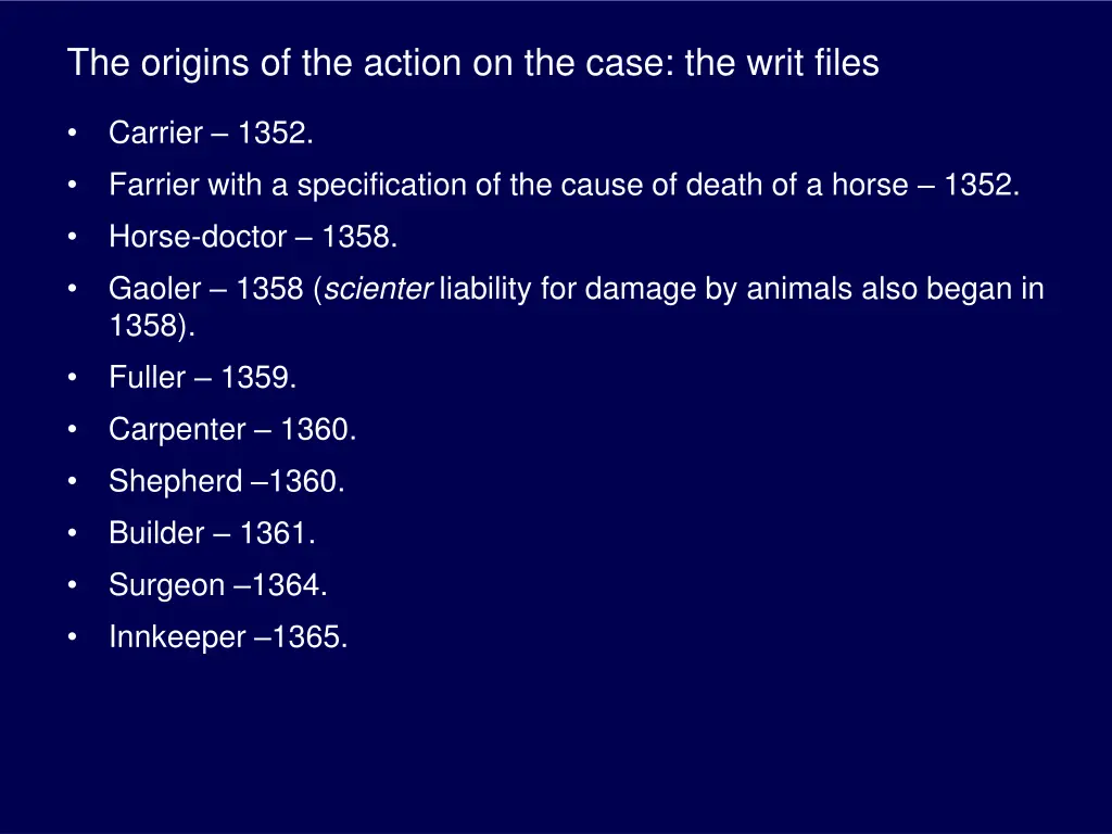 the origins of the action on the case the writ