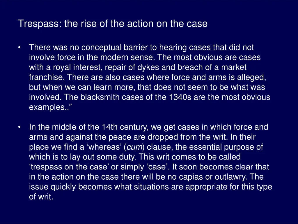 trespass the rise of the action on the case